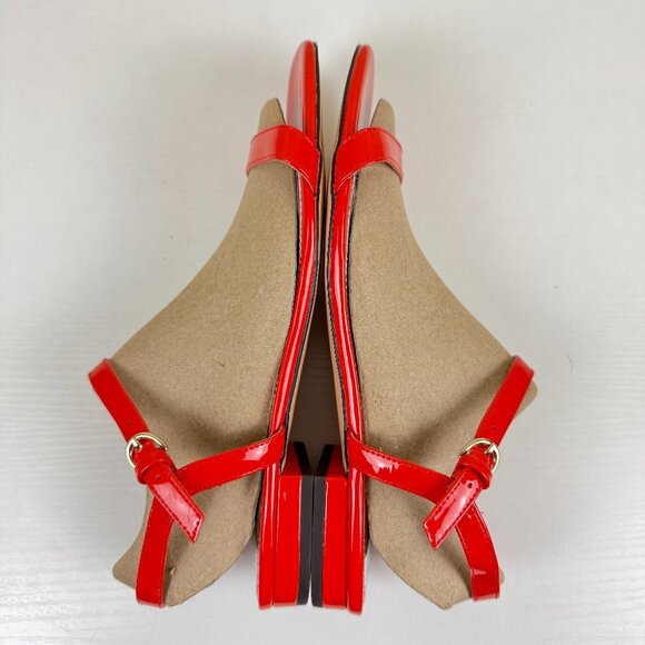 NEW J. Crew Hazel Ankle Strap Sandals in Red Patent Leather - Picture 6 of 13